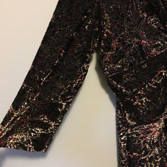 Y2K Vintage Libra Velvet Burn Out Sparkle Top Made in Canada - Picture 5 of 16